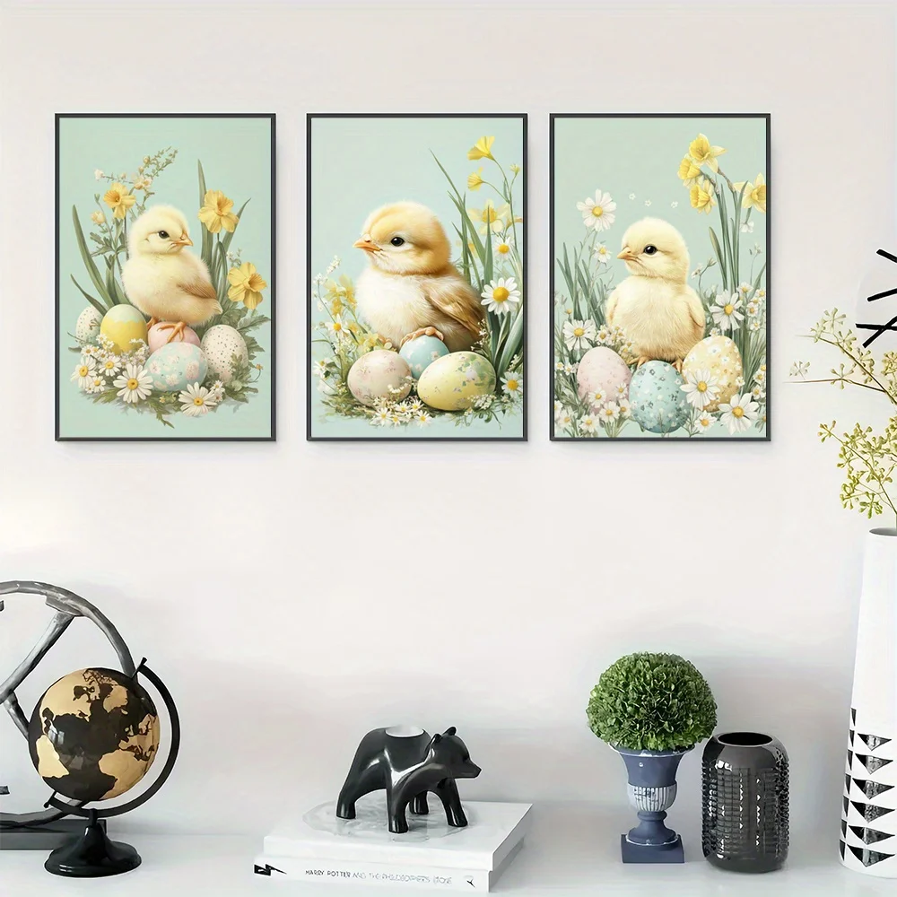 Home Office Or - 3 pièces, décor mural printanier sans