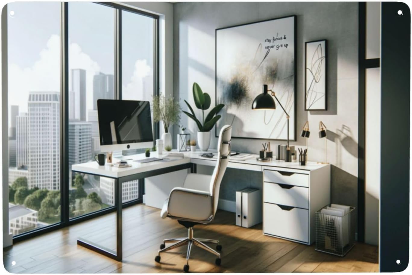 Home Office Room Inspiration - Panneaux métalliques modernes et minimalistes pour
