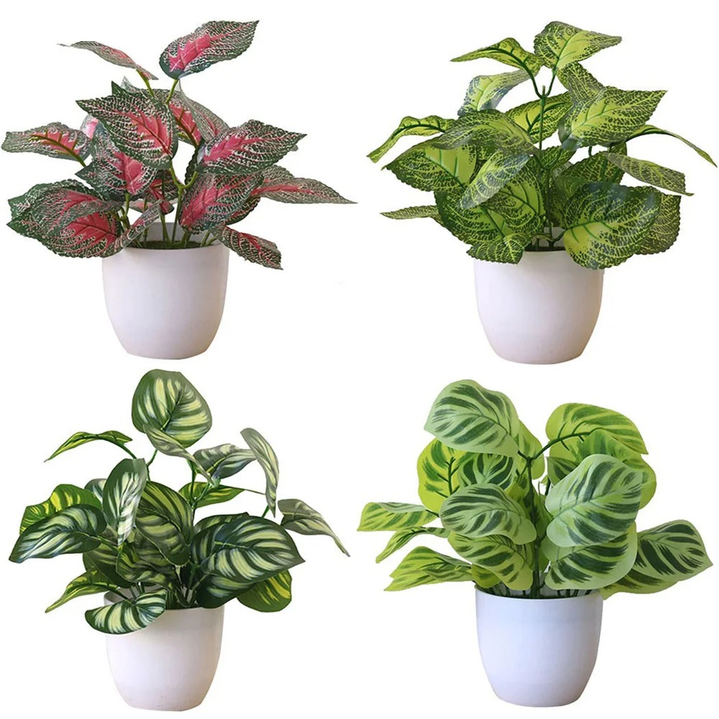 Home Office Layout - Pot de plantes à feuillage artificiel,